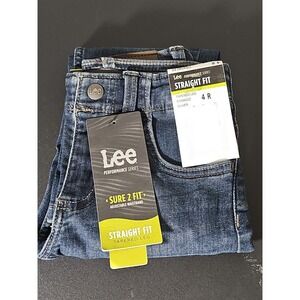 Lee Performamce Jeans Boys Size 4 Reg Straight Fit Tapered Leg Adjustable Waist